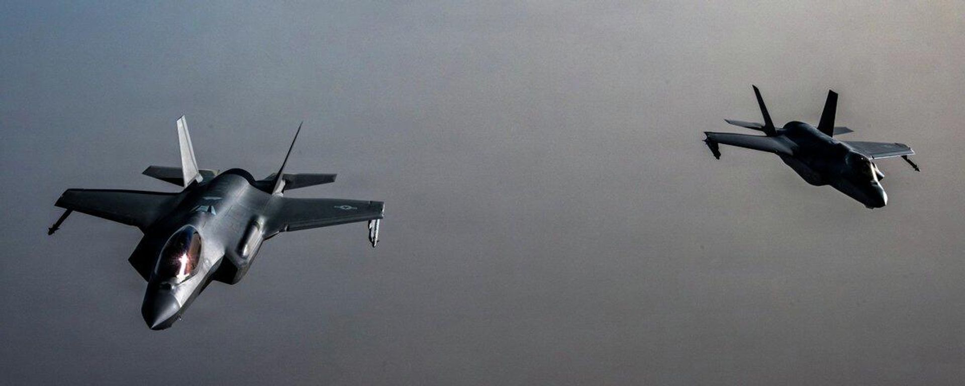 Dos cazas estadounidenses F-35 sobrevuelan Oriente Medio en junio de 2026.  - Sputnik Mundo, 1920, 18.07.2026