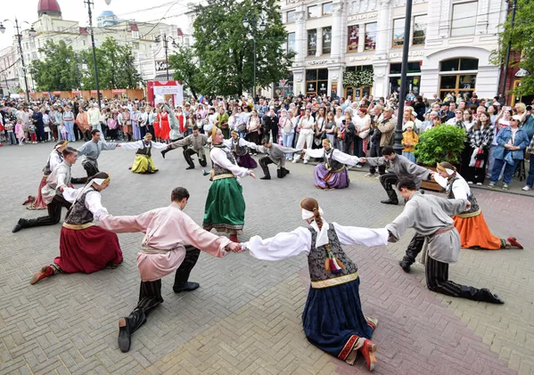 Partecipanti al festival dei Giochi dei Popoli della Russia, nella città di Chelyabinsk. Partecipanti ai Giochi dei Popoli della Russia nella città di Chelyabinsk. - Sputnik Mundo