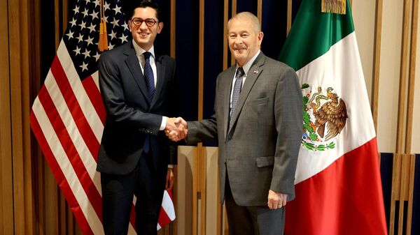 El canciller de México, Roberto Velasco (izquierda), y el embajador de EEUU en México, Ronald Johnson (derecha) - Sputnik Mundo