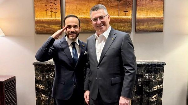 Abelardo de la Espriella, presidente electo de Colombia, y Gideon Saar, canciller israelí - Sputnik Mundo