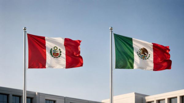 Banderas de Perú y México (imagen creada por IA) - Sputnik Mundo