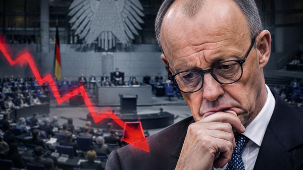 El canciller de Alemania, Friedrich Merz, ante la caída de su apoyo (imagen creada por IA) - Sputnik Mundo