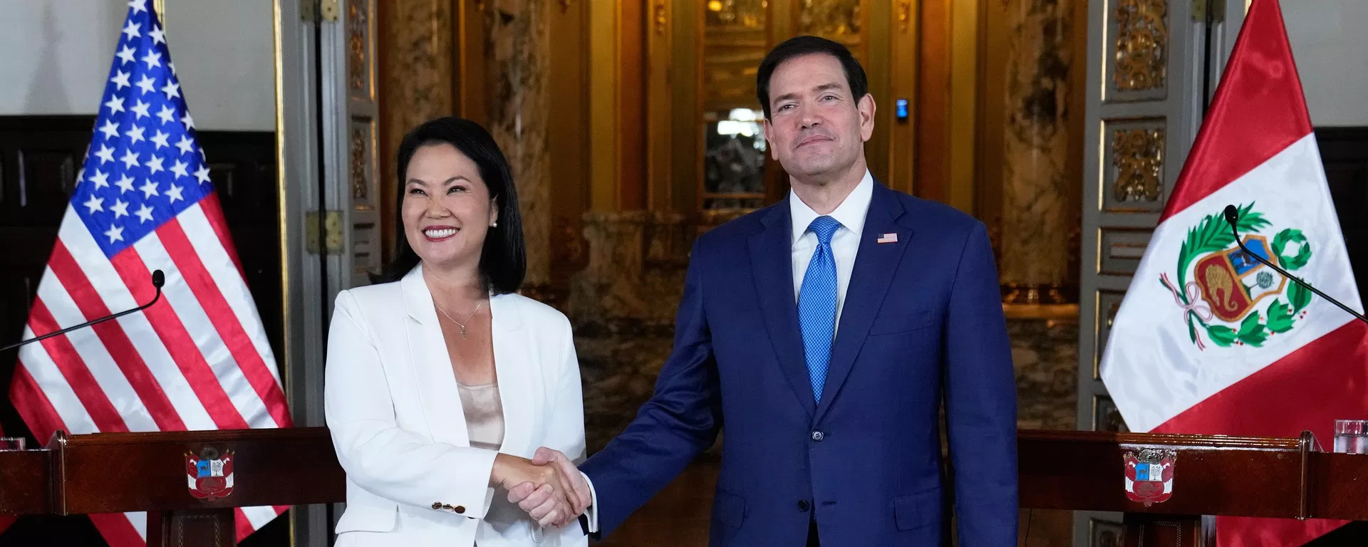 La presidenta de Perú, Keiko Fujimori, y el secretario de Estado de EEUU, Marco Rubio. La presidenta de Perú, Keiko Fujimori, y el secretario de Estado de EEUU, Marco Rubio. - Sputnik Mundo, 1920, 12.09.2026