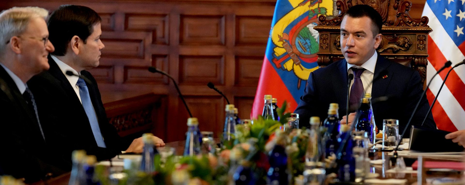 El presidente de Ecuador, Daniel Noboa, en reunión con el secretario de Estado de EEUU, Marco Rubio. - Sputnik Mundo, 1920, 12.09.2026