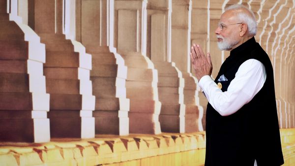 Narendra Modi, primer ministro de la India, durante la XVIII Cumbre de los BRICS en Nueva Deli, India - Sputnik Mundo