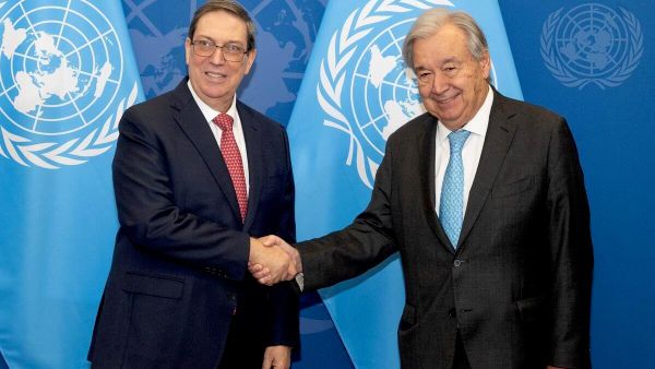 El canciller de Cuba, Bruno Rodríguez, y el secretario general de la ONU, Antonio Guterres - Sputnik Mundo