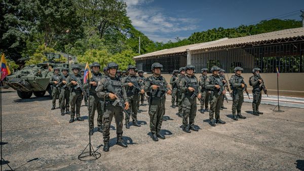 Efectivos del Ejército colombiano durante la presentación de la Fuerza de Tarea Conjunta Urano en octubre de 2026 - Sputnik Mundo