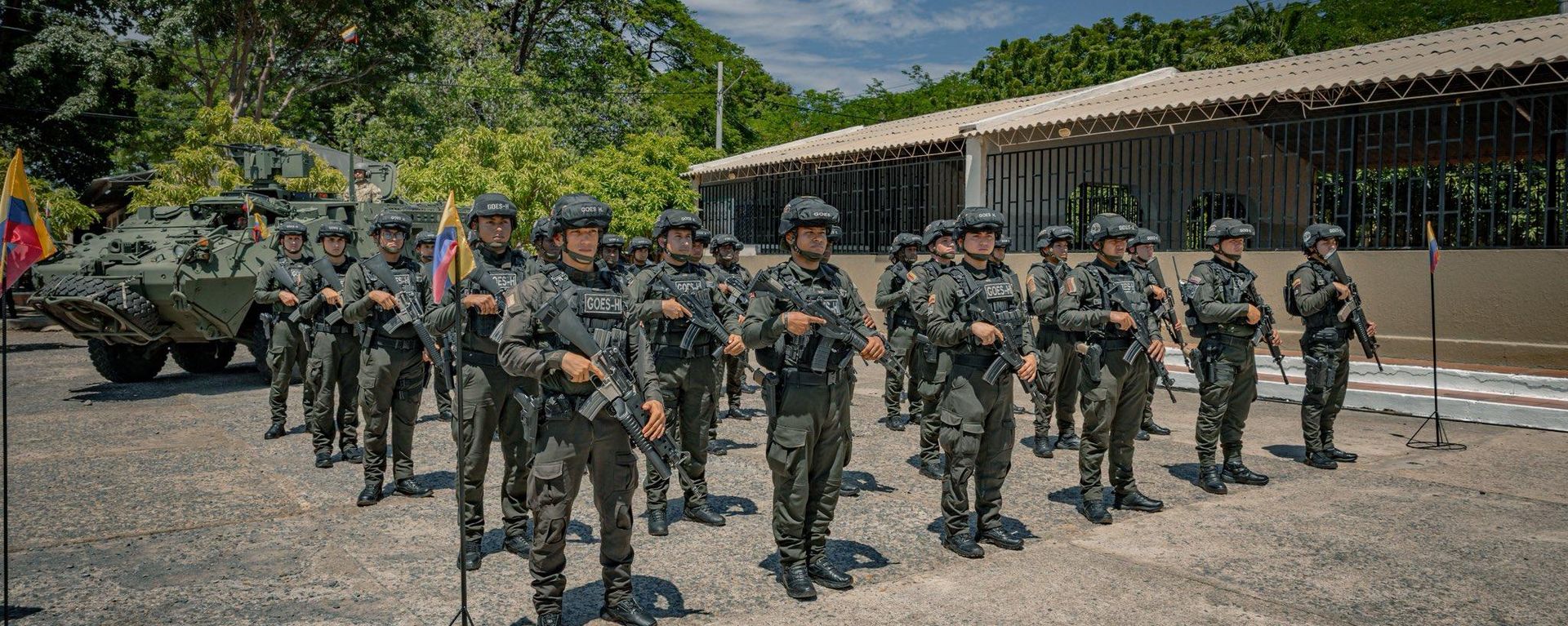 Efectivos del Ejército colombiano durante la presentación de la Fuerza de Tarea Conjunta Urano en octubre de 2026 Efectivos del Ejército colombiano durante la presentación de la Fuerza de Tarea Conjunta Urano en octubre de 2026 - Sputnik Mundo, 1920, 07.10.2026