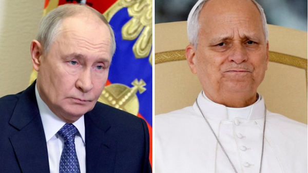 Vladímir Putin, presidente ruso y el Papa León XIV  - Sputnik Mundo