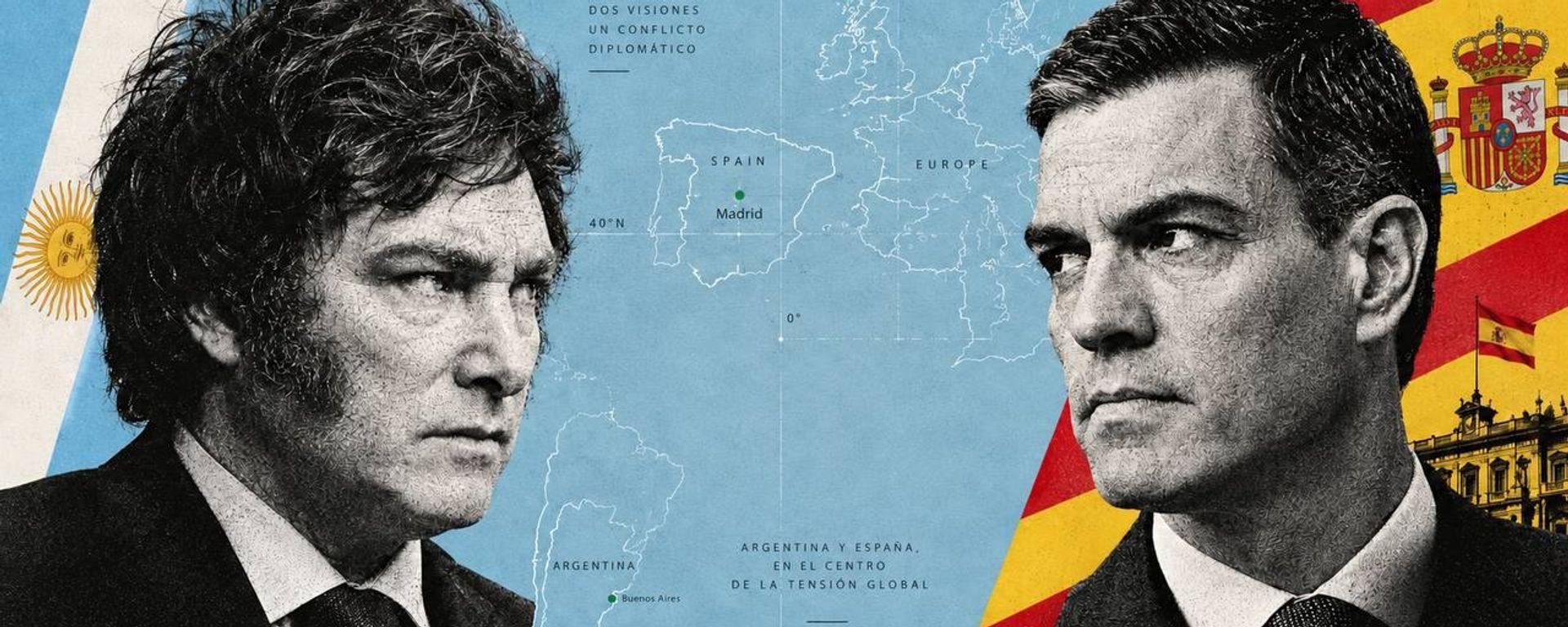 Milei acusa a Pedro Sánchez de dictador (imagen creada por IA) - Sputnik Mundo, 1920, 21.10.2026