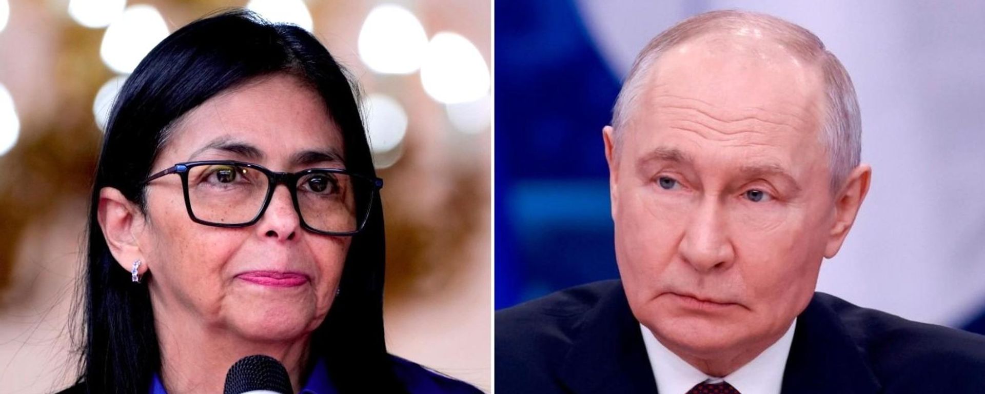 Delcy Rodríguez, presidenta encargada de Venezuela, y Vladímir Putin, presidente ruso  - Sputnik Mundo, 1920, 27.10.2026