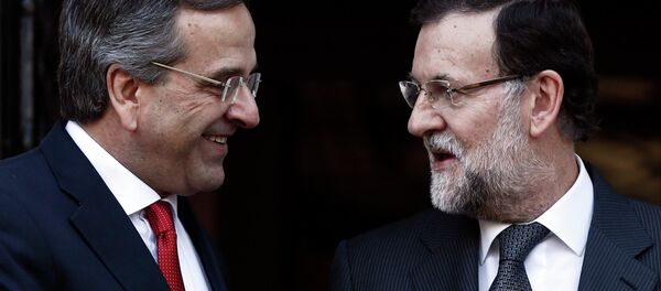 Antonis Samarás, primer ministro de Grecia y Mariano Rajoy, presidente de España - Sputnik Mundo
