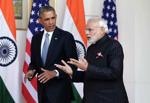 Barack Obama, presidente de EEUU, y Narendra Modi, primer ministro de la India - Sputnik Mundo