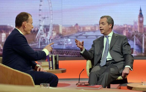 Nigel Farage, líder del Partido por la Independencia del Reino Unido, habla durante de la BBC Andrew Marr Show en Londres - Sputnik Mundo