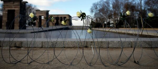 Ceremony in Madrid, marking the first anniversary of the deaths of 14 African migrants who drowned at Tarajal beach , February 6, 2015 - Sputnik Mundo