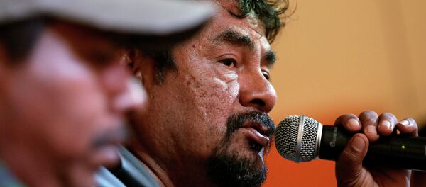 Felipe de la Cruz (R), father of a missing student from Ayotzinapa Teacher Training College, February 9, 2015. Felipe de la Cruz (R), father of a missing student from Ayotzinapa Teacher Training College, February 9, 2015. - Sputnik Mundo