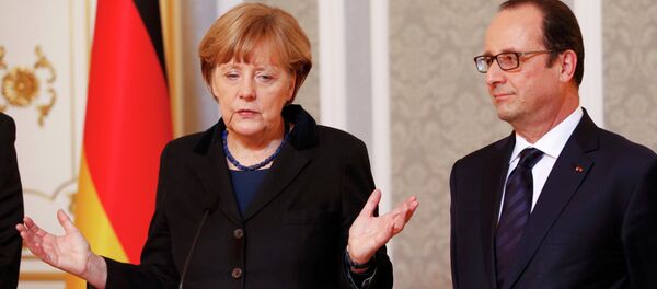 Canciller de Alemania Angela Merkel y presidente de Francia, François Hollande - Sputnik Mundo