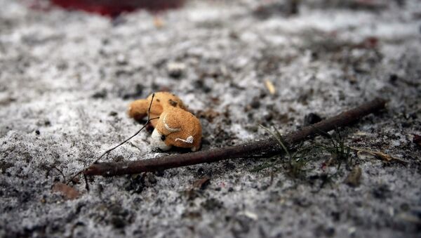 Osito de peluche en el lugar del bombardeo en Kramatorsk, este de Ucrania, 10 de febrero 2015 - Sputnik Mundo