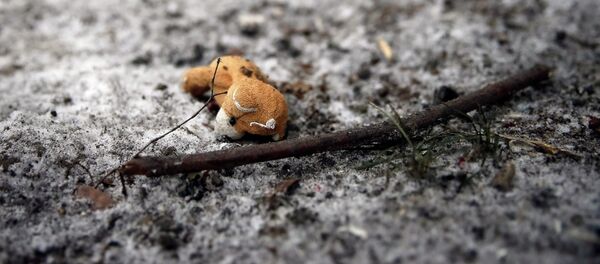 Osito de peluche en el lugar del bombardeo en Kramatorsk, este de Ucrania, 10 de febrero 2015 - Sputnik Mundo