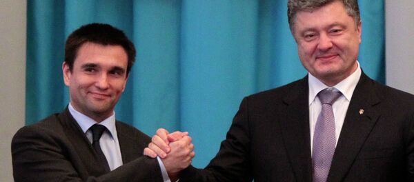 Ministro de Exteriores de Ucrania, Pavló Klimkin y presidente de Ucrania, Petró Poroshenko - Sputnik Mundo