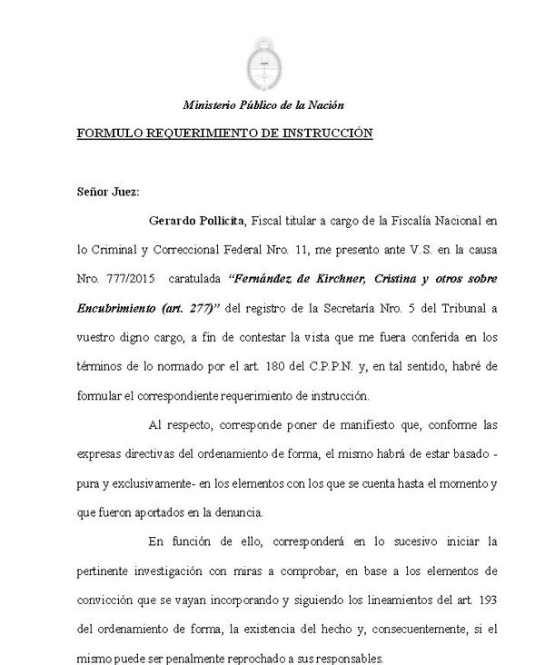 Formulo requerimiento de instrucción Formulo requerimiento de instrucción - Sputnik Mundo