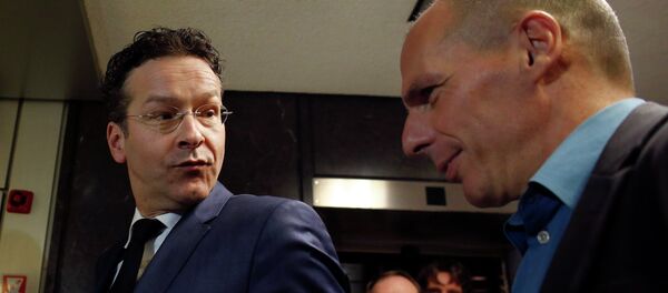 Jefe de Eurogrupo, Jeroen Dijsselbloem y ministro de Finanzas de Grecia, Yanis Varoufakis - Sputnik Mundo