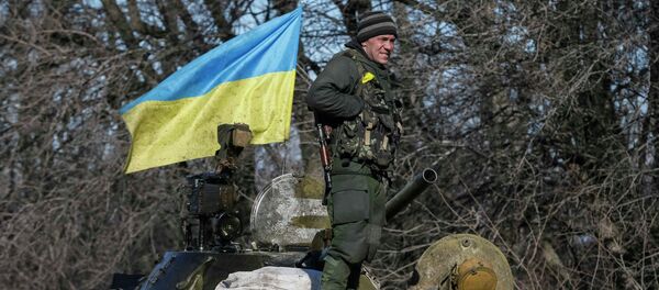 A Ukrainian serviceman is seen near Artemivsk, February 18, 2015 - Sputnik Mundo