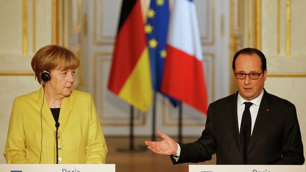 Ángela Merkel y François Hollande Ángela Merkel y François Hollande - Sputnik Mundo