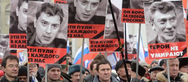 Траурный марш в память о политике Б.Немцове в Москве - Sputnik Mundo