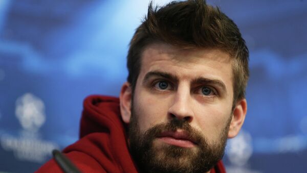 Fotball - FC Barcelona Press Conference - Etihad Stadium, Manchester, England - 23/2/15 FC Barcelona's Gerard Pique during the press conference - Sputnik Mundo