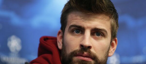 Fotball - FC Barcelona Press Conference - Etihad Stadium, Manchester, England - 23/2/15 FC Barcelona's Gerard Pique during the press conference - Sputnik Mundo