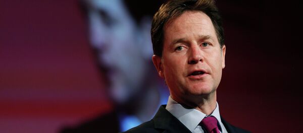 Britain's deputy Prime Minister and leader of the Liberal Democrats, Nick Clegg speaks during the British Chambers of Commerce annual meeting in central London, February 10, 2015.  - Sputnik Mundo