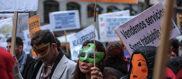 Sex workers demonstrate in the centre of Madrid on February 15, 2014 Sex workers demonstrate in the centre of Madrid on February 15, 2014 - Sputnik Mundo