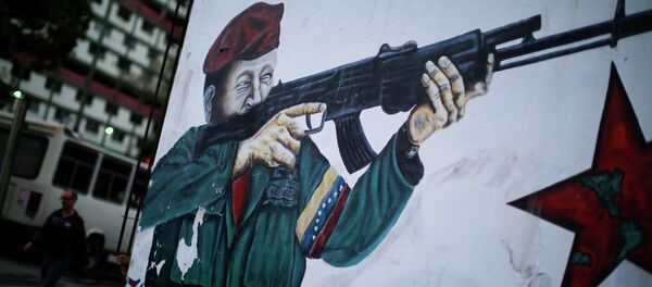 Venezuelan President Hugo Chavez is seen near his mausoleum in Caracas March 5, 2015 - Sputnik Mundo