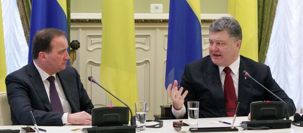 Stefan Löftven, primer ministro de Suecia, y Petró Poroshenko, presidente de Ucrania - Sputnik Mundo