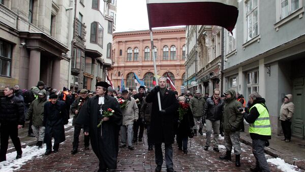 Marcha de los veteranos de las Waffen SS en Riga (archivo) - Sputnik Mundo