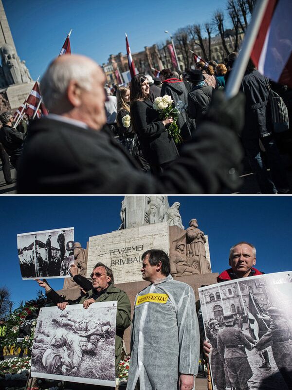 Procesión de los ex legionarios de SS en Riga y marchas nazis durante la II Guerra Mundial - Sputnik Mundo