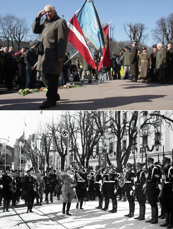 Procesión de los ex legionarios de SS en Riga y marchas nazis durante la II Guerra Mundial - Sputnik Mundo