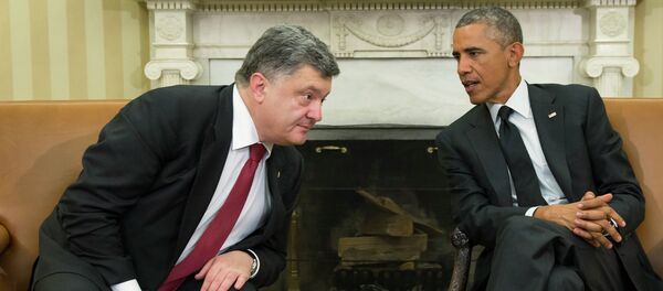 Presidente de Ucrania, Petró Poroshenko y presidente de EEUU, Barack Obama - Sputnik Mundo