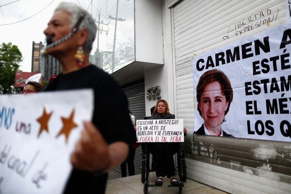 Manifestación en apoyo de Carmen Aristegui - Sputnik Mundo