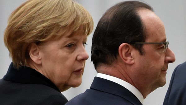 Angela Merkel, canciller de Alemania, y François Hollande, presidente de Francia Angela Merkel, canciller de Alemania, y François Hollande, presidente de Francia - Sputnik Mundo