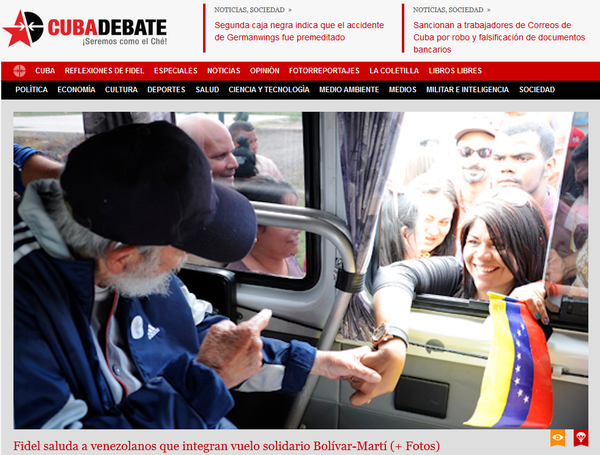 Página principal de Cubadebate con la foto de Fidel Castro - Sputnik Mundo