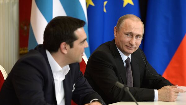 Primer ministro de Grecia, Alexis Tsipras y presidente de Rusia, Vladímir Putin - Sputnik Mundo