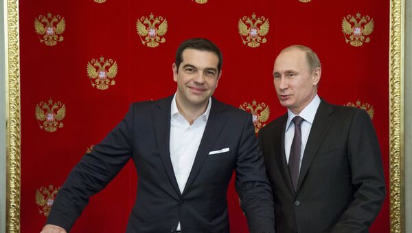 Primer ministro de Grecia, Alexis Tsipras y presidente de Rusia, Vladímir Putin - Sputnik Mundo