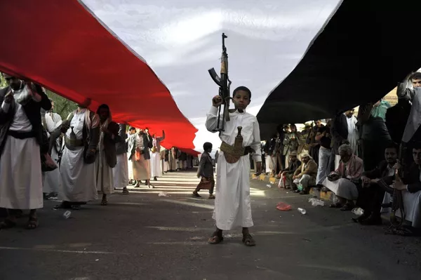 Protestas en Saná contra la resolución de la ONU sobre Yemen Protestas en Saná contra la resolución de la ONU sobre Yemen - Sputnik Mundo