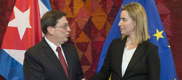 Ministro de Exteriores de Cuba, Bruno Rodríguez y alta representante de la UE para Asuntos Exteriores y Política de Seguridad, Federica Mogherini - Sputnik Mundo