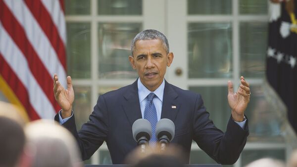 Barack Obama speaks to members of Congress and other guests in the Rose Garden of the White House in Washington - Sputnik Mundo