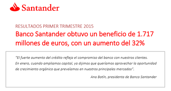 Resultados de Banco Santander (primer trimestre de 2015) (PDF) - Sputnik Mundo