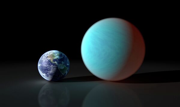 Una representación artística de 55 Cancri e comparado con la Tierra Una representación artística de 55 Cancri e comparado con la Tierra - Sputnik Mundo