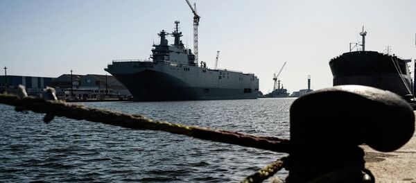Portahelicópteros de la clase Mistral en el astillero de Saint-Nazaire, Francia Portahelicópteros de la clase Mistral en el astillero de Saint-Nazaire, Francia - Sputnik Mundo